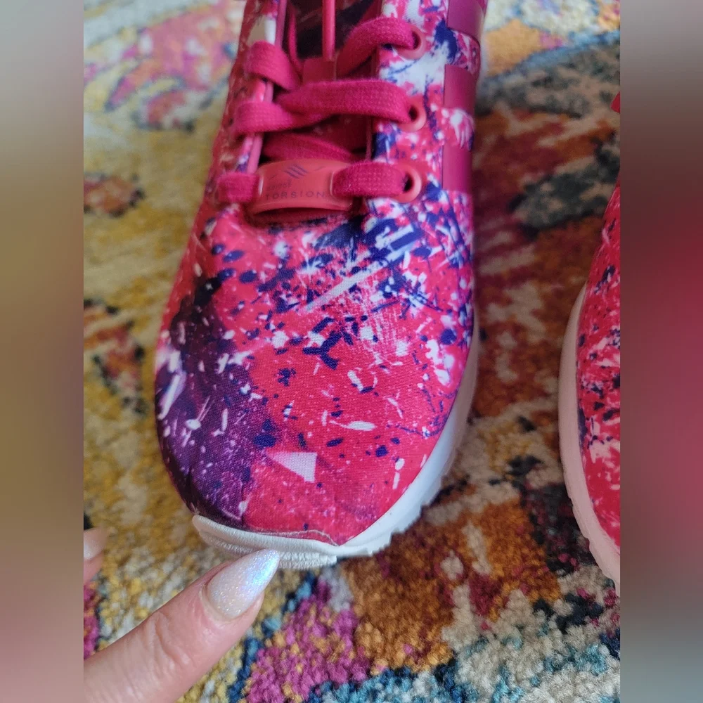 Adidas Athletic Shoes Size Women's 8 Youth 6.5 ZX Flux Splatter Pink Purple Rose - Picture 6 of 6
